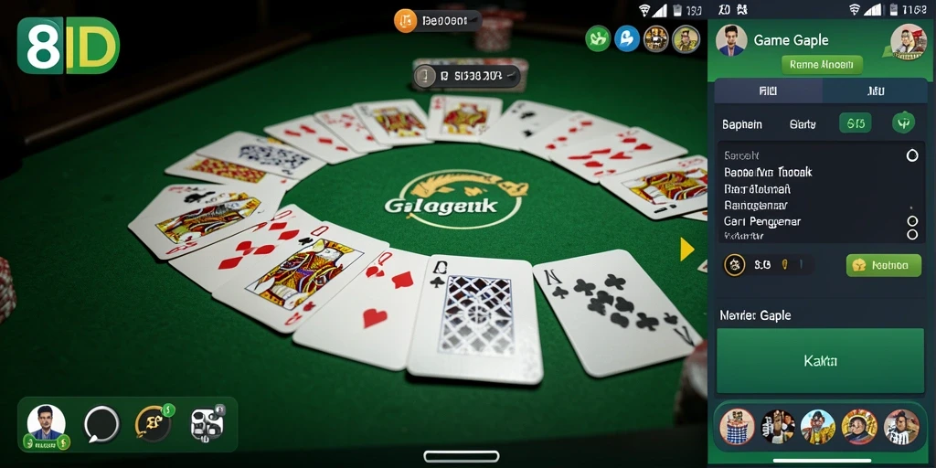 Gameplay seru Gaple di aplikasi 8ID dengan tampilan menarik.