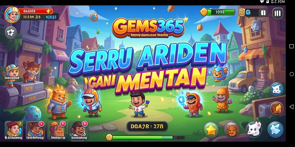 Tampilan gameplay GEMS365 yang penuh warna dan menantang.