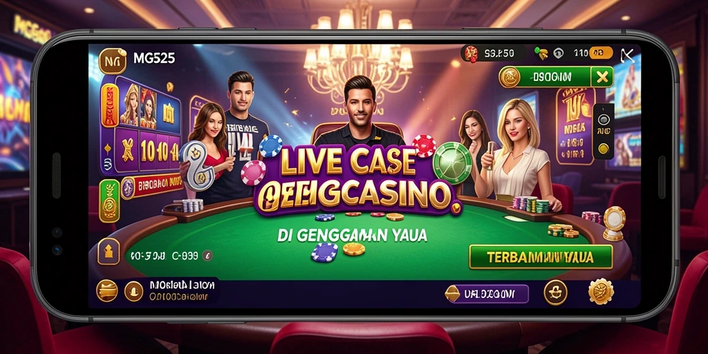 Screenshot gameplay MG525 yang mendebarkan dengan interaksi dealer langsung.