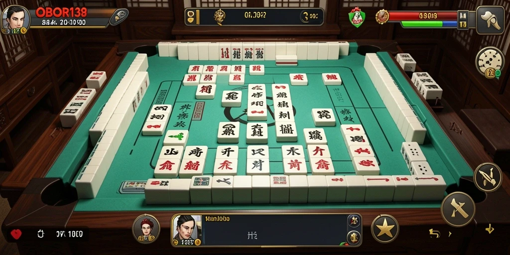 Screenshot OBOR138 menampilkan aksi seru permainan Mahjong.