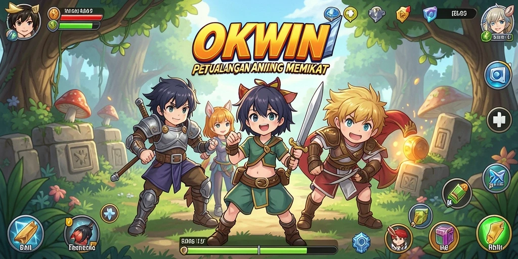 Screenshot menunjukkan aksi seru dalam game Anime OKWIN.