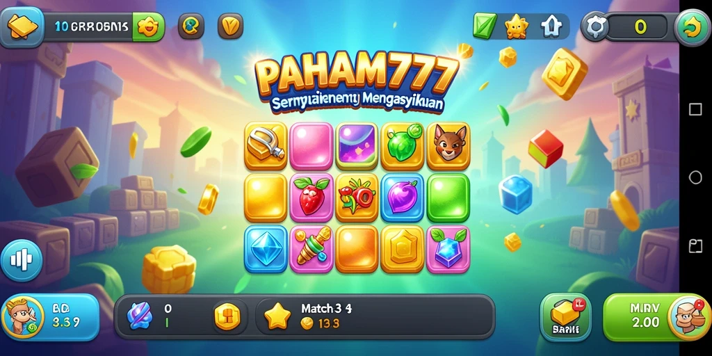 Tangkapan layar gameplay PAHAM777 yang menunjukkan keseruan Match-3.