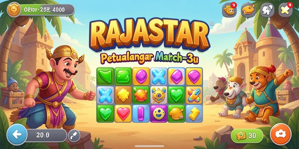 Gameplay RAJASTAR yang penuh warna dan seru.