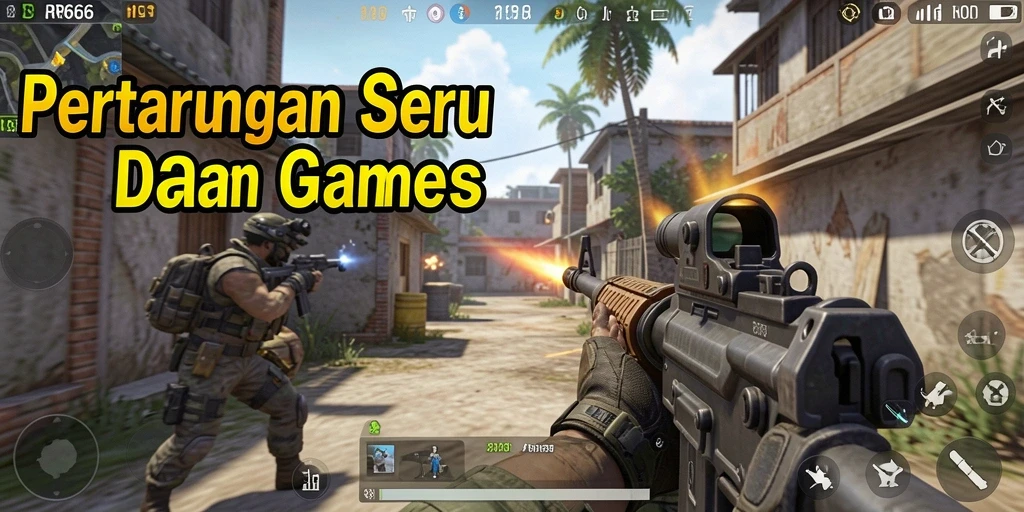 Tampilan gameplay RR666 yang penuh aksi dalam mode FPS.