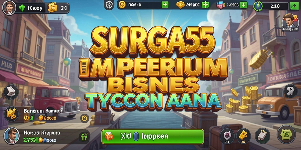 Tampilan gameplay <strong>SURGA55</strong> yang menampilkan aksi membangun bisnis.