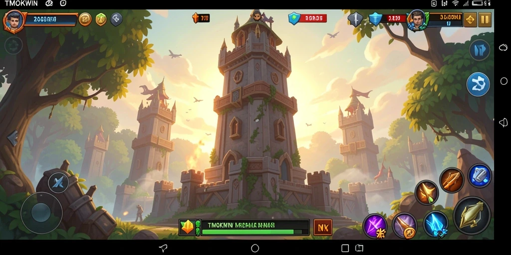 Gameplay seru TMOKWIN dalam mode Tower Defense yang menantang.