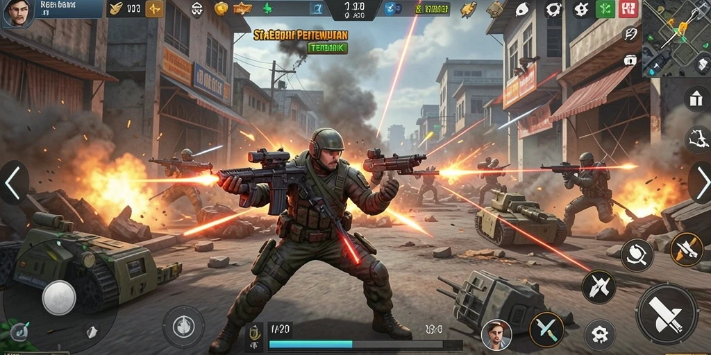 Tampilan gameplay V21 menunjukkan pertempuran strategis yang mendebarkan.