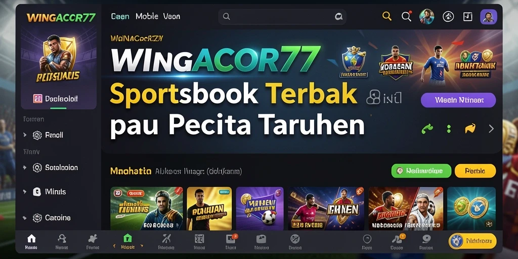 Tampilan layar utama WINGACOR77 yang menunjukkan berbagai pilihan taruhan olahraga.
