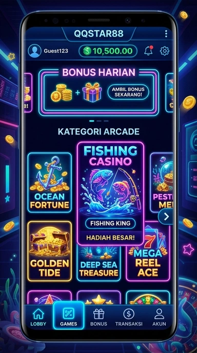 Tampilan utama aplikasi qqstar88 dengan navigasi yang mudah.